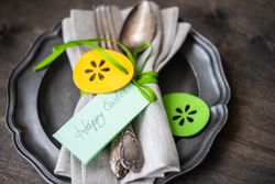 Easter table setting with decorative paper eggs