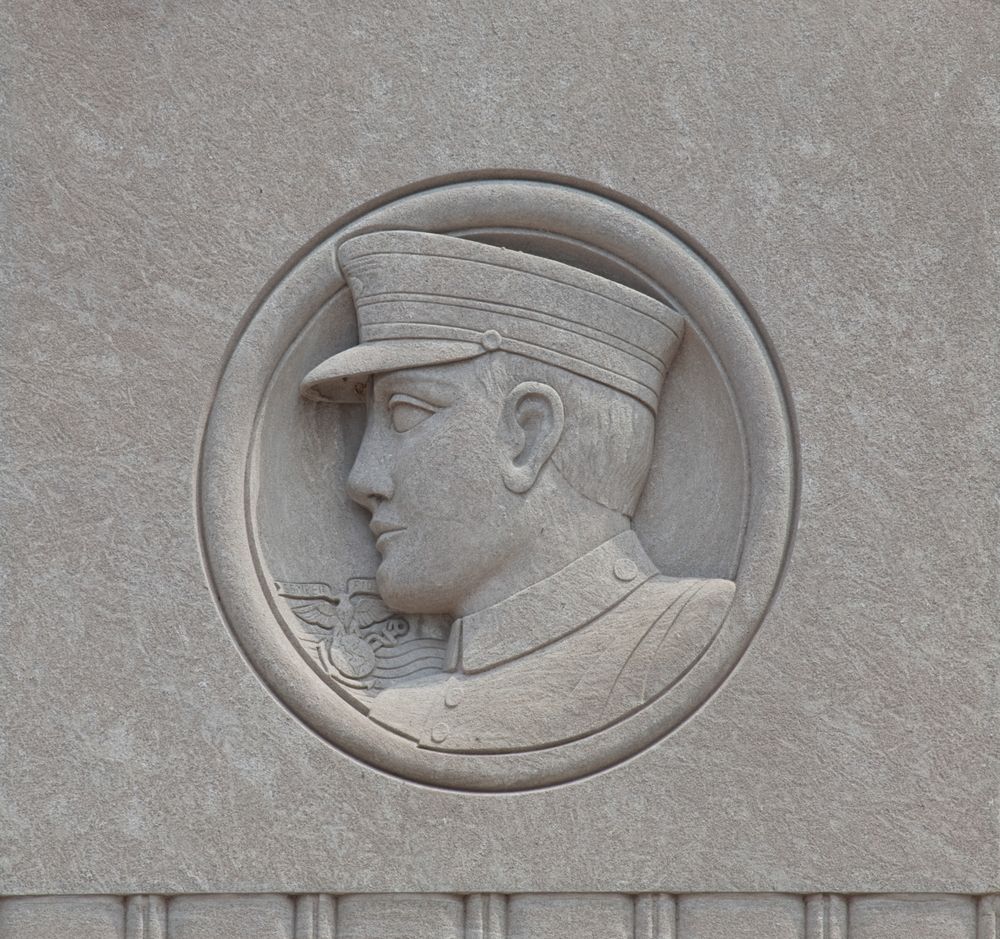 Silhouette of soldier, Soldiers Memorial Military, Museum, St. Louis, Missouri