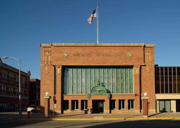 The Merchants National Bank, a famous landmark in architectural circles, in Winona, Minnesota