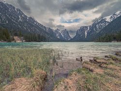 Amazing lake near mountains