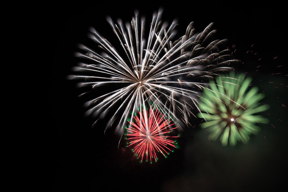Bright fireworks on night sky