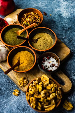 Georgian food cooking concept with spices and nuts