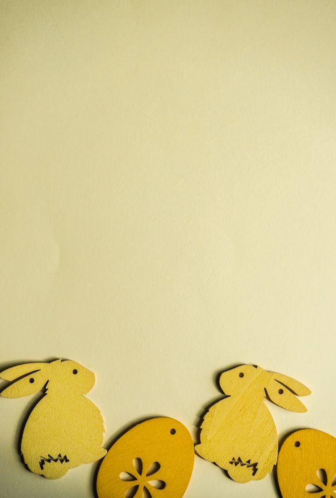 Easter holiday card concept with rabbit and egg ornaments