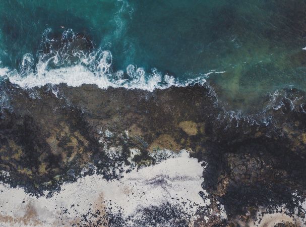 Amazing shoreline of ocean from drone