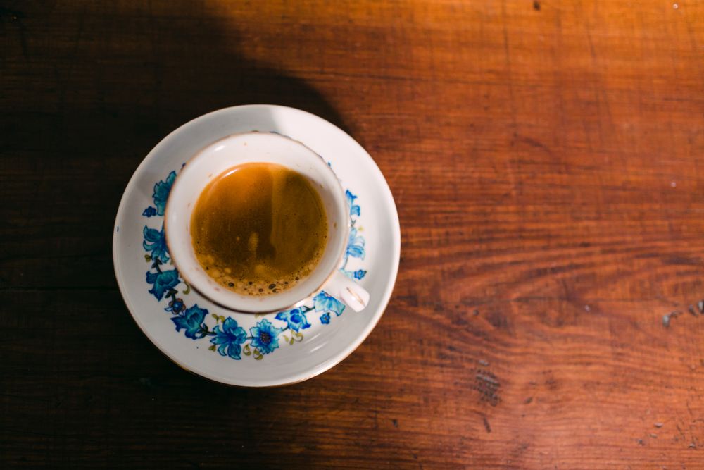 Cup of coffee on table