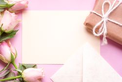 Message card with flowers and gift