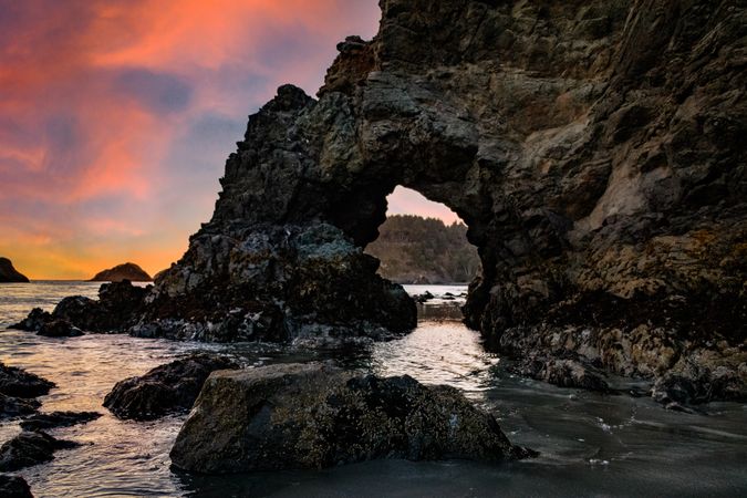 Beautiful rock pool at sunset