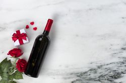 Valentine’s Day with gifts of love on marble stone background