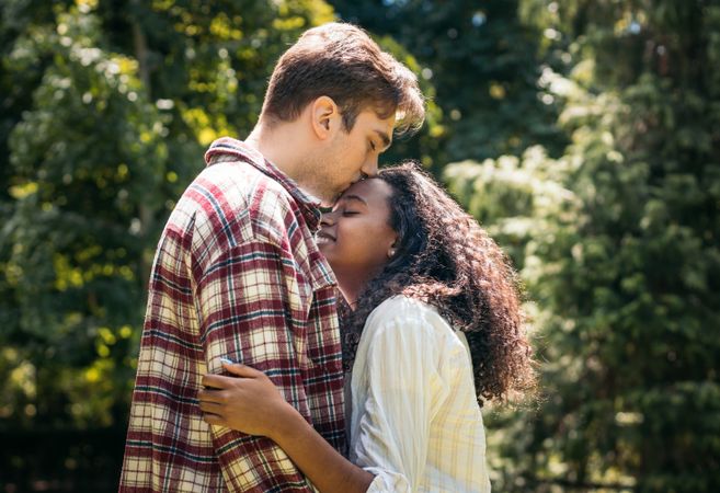 First love: young lovers in the park
