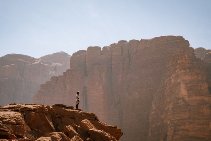 Woman admiring mountain landscape