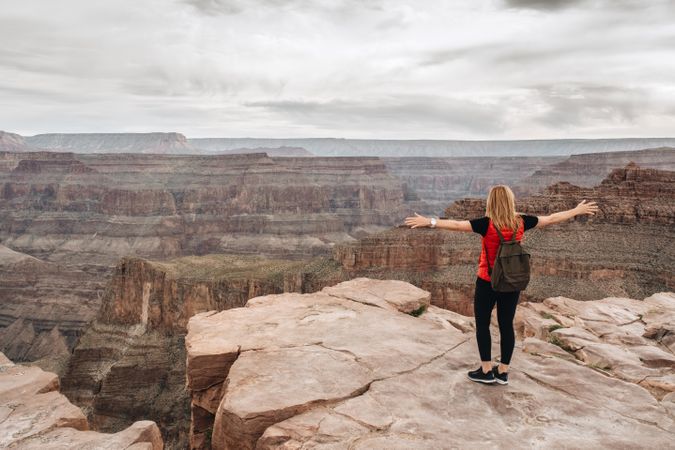 Calm female looking at pictorial landscape