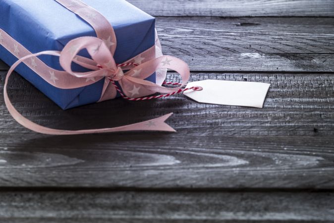 Gift wrapped in blue paper