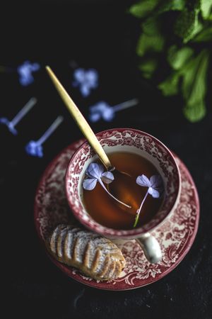 Traditional tea with mint and assorted Arab sweets