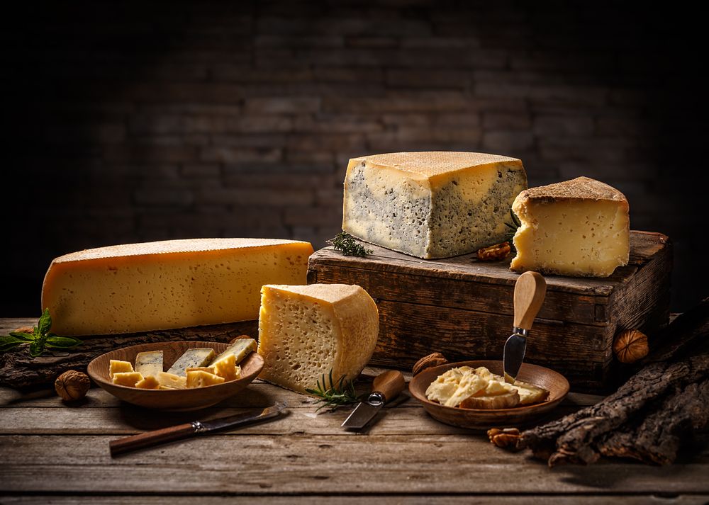 Board of hard cheese
