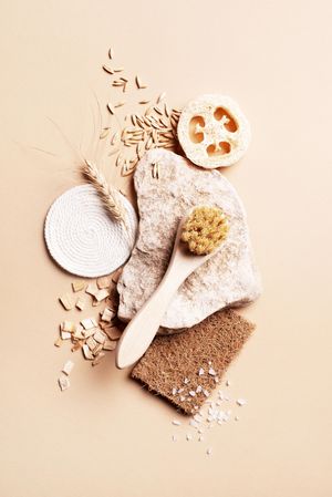 Top view of natural self care products