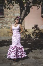 Erratic woman in flamenco dress