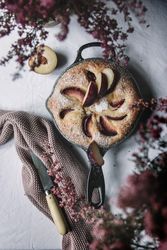 Plum cake in the pan