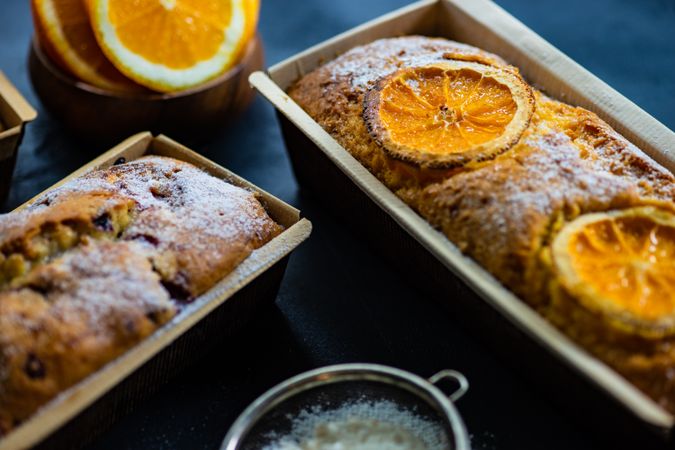 Two loaves of fruit cake