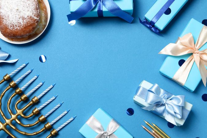 Concept of Jewish holiday, Hanukkah, space for text
