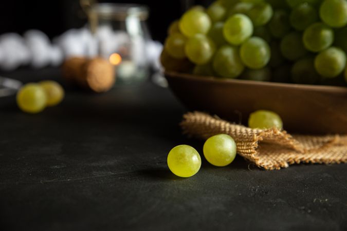 Glasses with wine and grapes