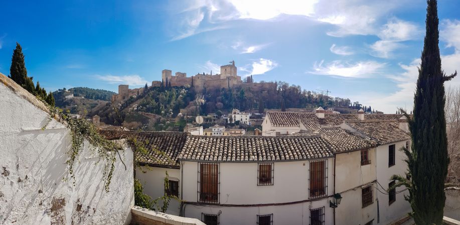 View of the Alhambra of Granada from the Albaicin on nice day