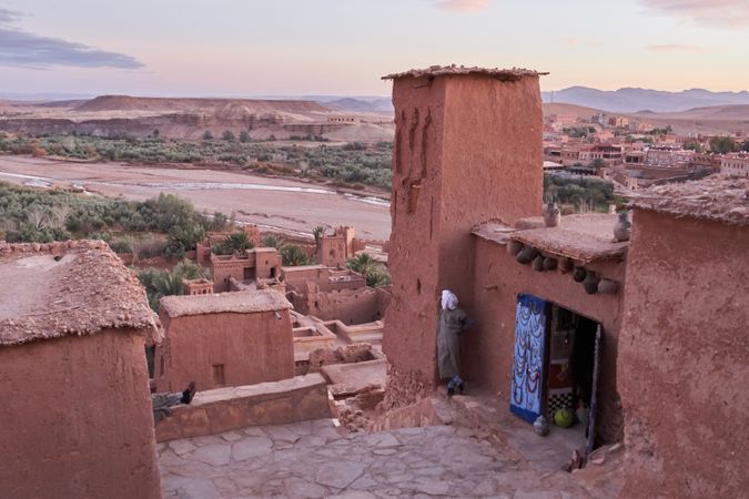 Ancient city in desert and wonderful sky