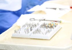 Set of dental tools on table