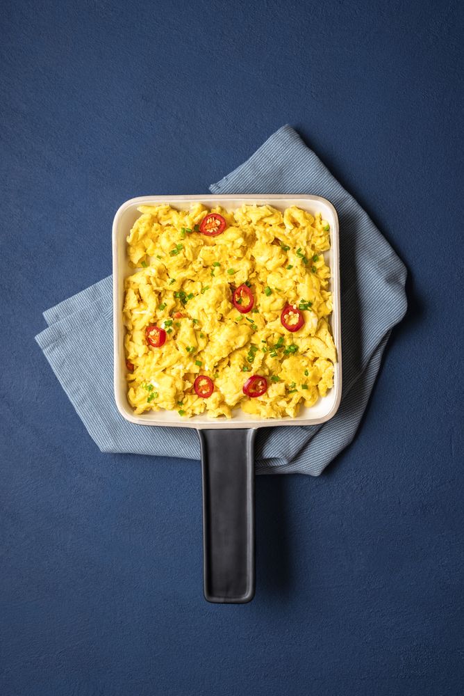 Close up of scrambled eggs