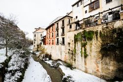 Slushy roads after storm in Granada, Spain