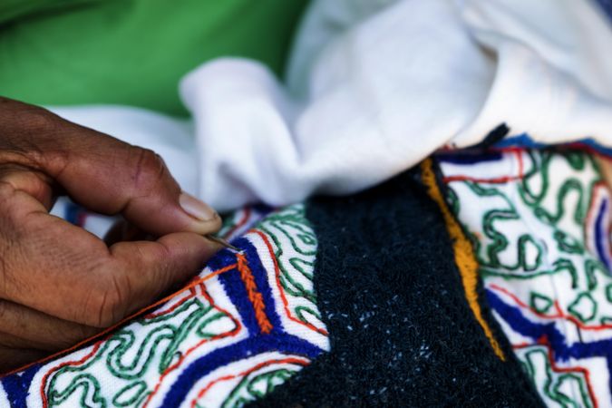 Woman doing embroidery