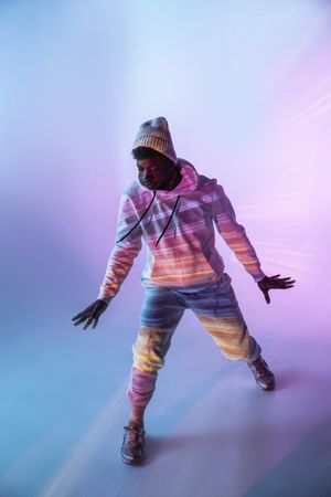 Male dancer under bright light