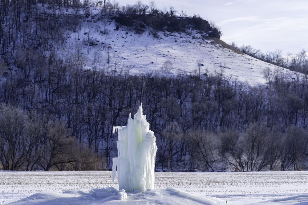 An ice structure in a snowy field in Wisconsin