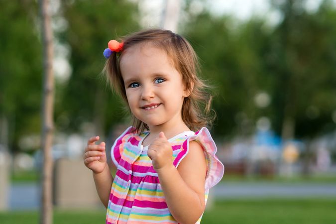 Toddler enjoying summer outdoors