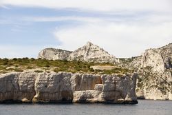 Beautiful limestone rocks on seashore