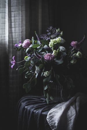 Bouquet of beautiful flowers in a vintage room