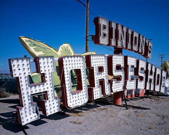 Neon Boneyard Binion's Horseshoe Casino sign in Las Vegas, Nevada