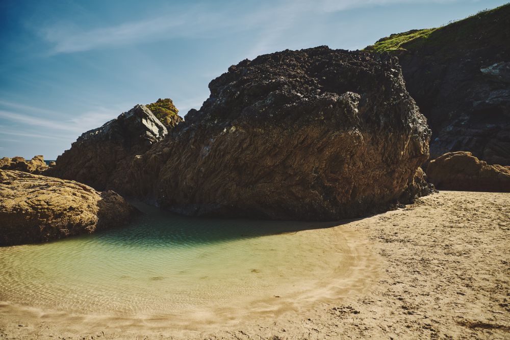 Small pool of water in a rocky cove