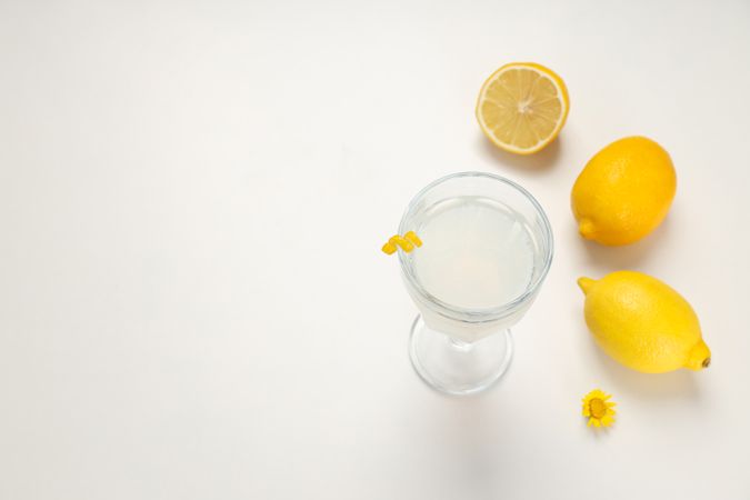 Concept of tasty drink, Limoncello, space for text