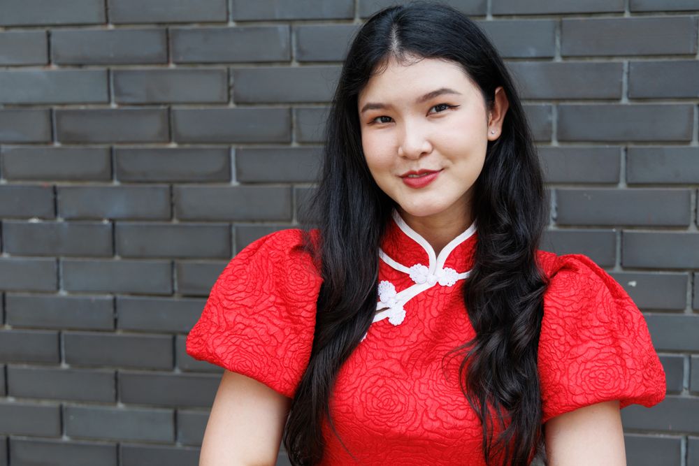 Portrait of Asian girl in Chinese New Year costume