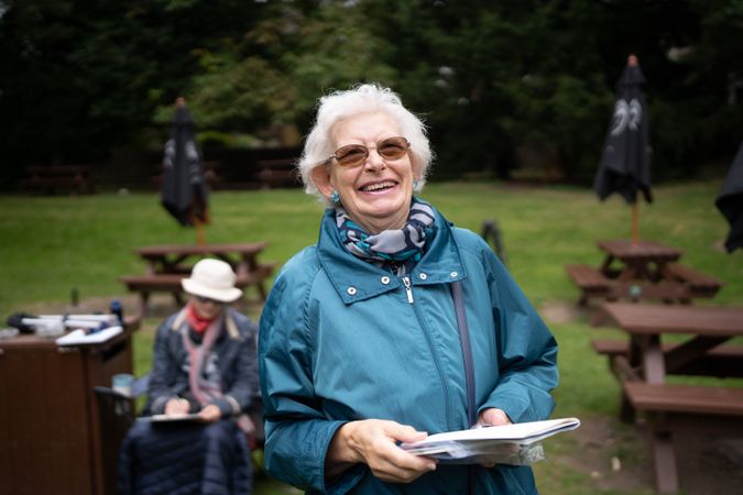 Smiling woman in park