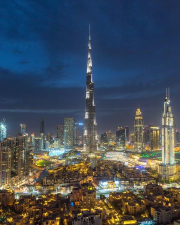 City skyline of Dubai at night