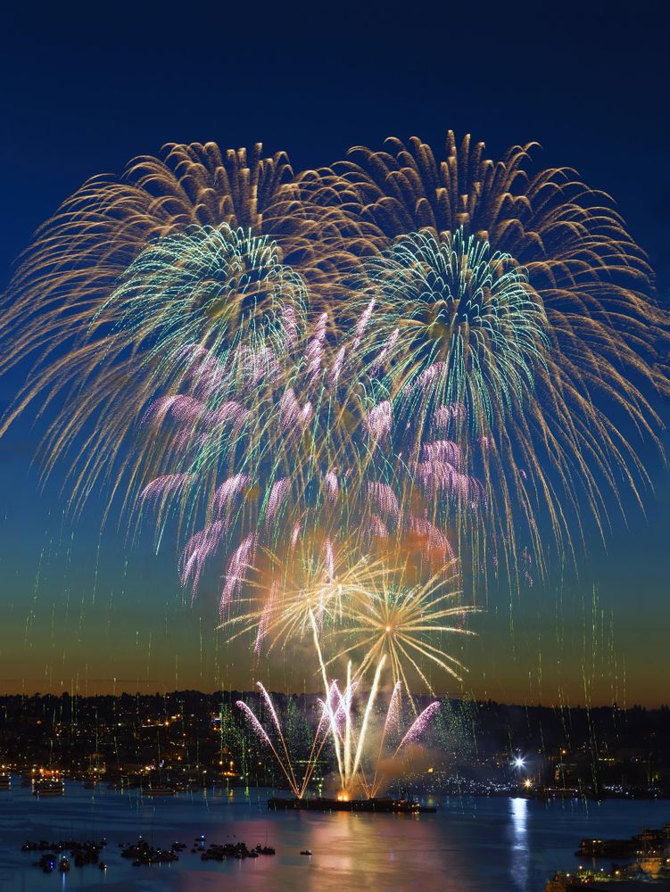 Firework display on the lake