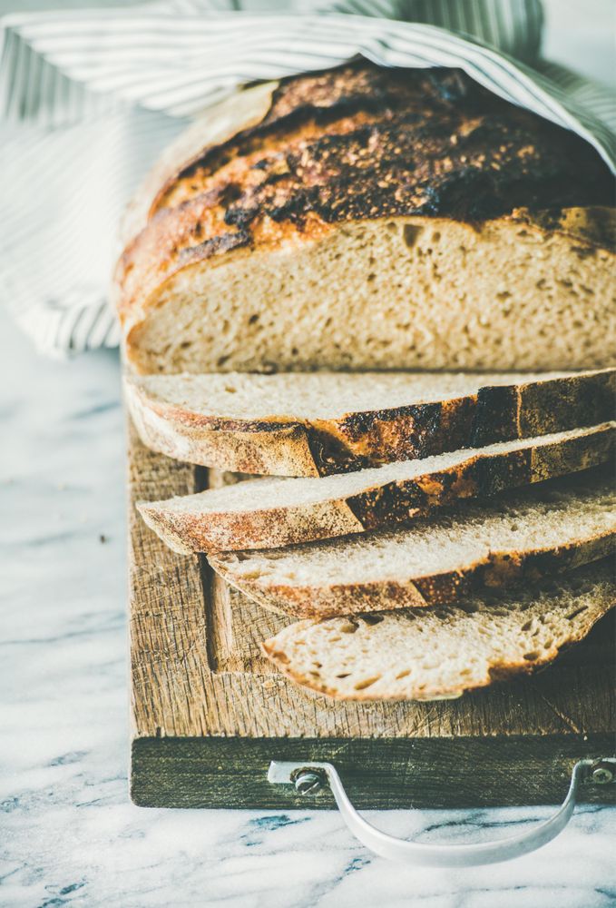 Close up of homemade sliced bread loaf