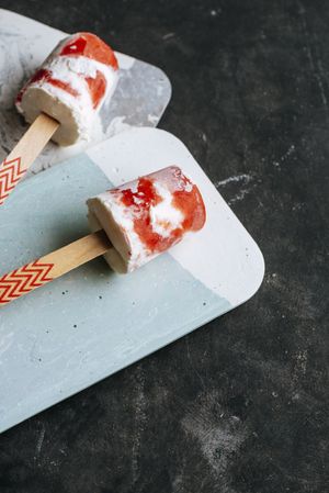 Watermelon and cream popsicles