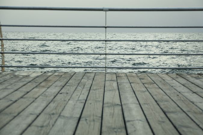 Wooden floor on the sea promenade, close up