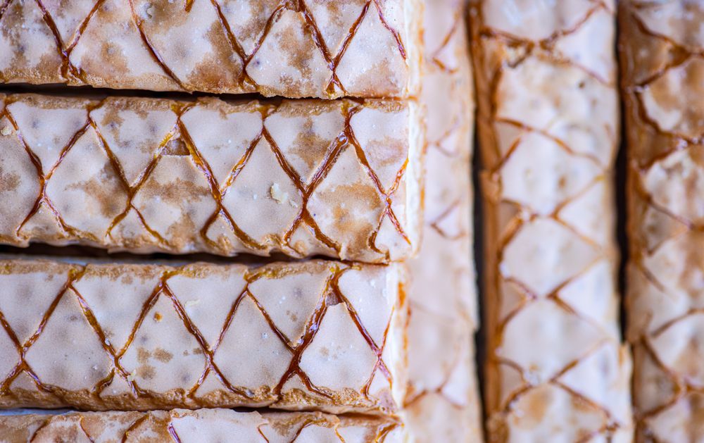 Textured fresh baked puff pastry