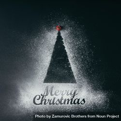 Christmas tree with sugar snow on dark background 0KVYyb