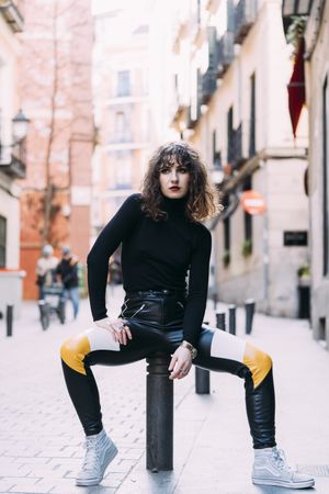 Young pretty woman posing in Madrid streets