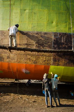 Shipbuilders at work in Bangladesh