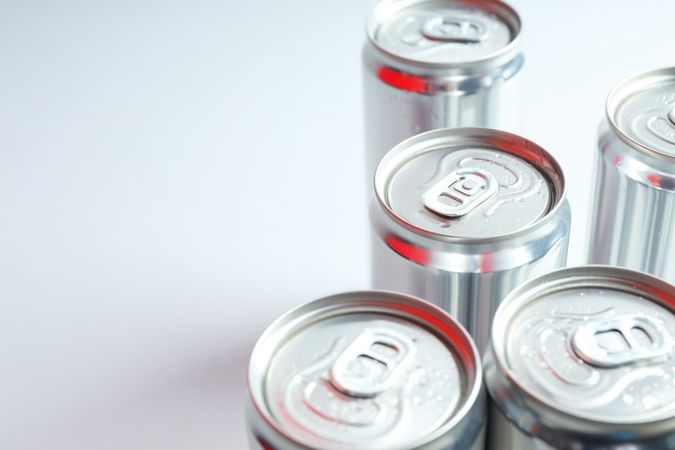 Concept of drink, blank cans, space for text